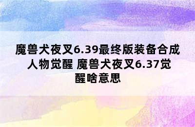 魔兽犬夜叉6.39最终版装备合成+人物觉醒 魔兽犬夜叉6.37觉醒啥意思